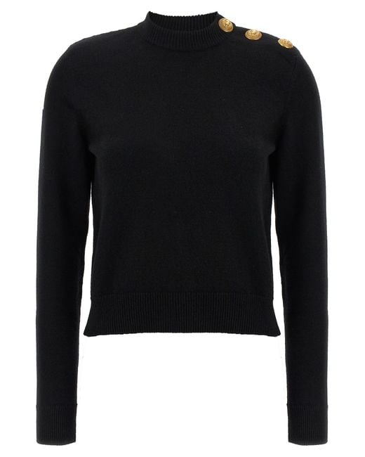 Balmain Black Eco-Cashmere Button Sweater