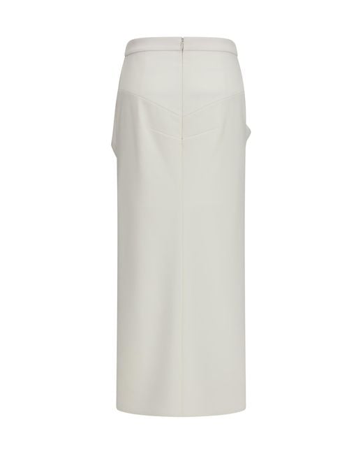 Givenchy White Long Draped Wool And Mohair Skirt
