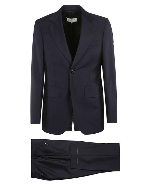 Maison Margiela Wool Rear Logo Plain Suit in Dark Blue (Blue) for Men ...
