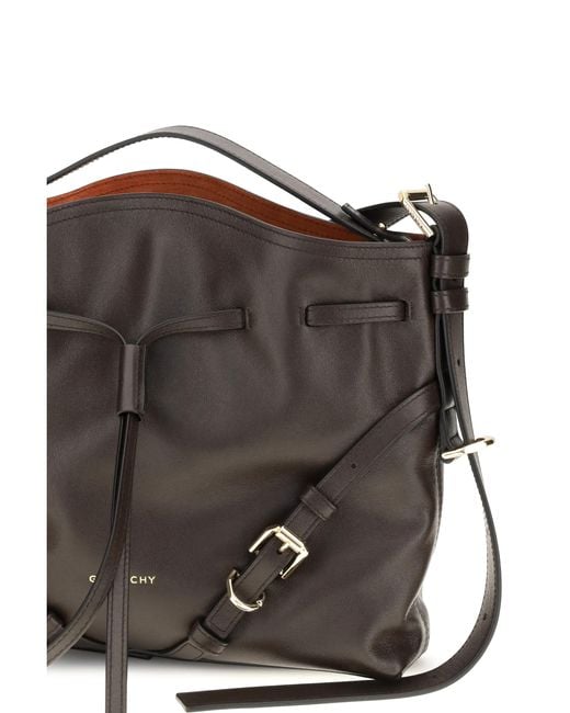 Givenchy Black Bucket Handbag Voyou Glossy Leather Calf Bags