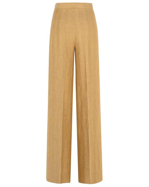 パンツ Max Mara Rauche Linen Trousers Wide linen trousers, tobacco | 