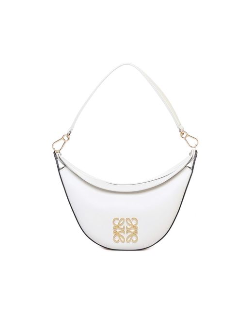 Loewe White Small Luna Bag In Satin Calfskin