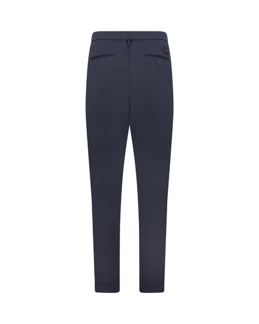 Jacob Cohen Blue Cotton Blend Tapered Leg Trousers With Logo Patch On The Back for men