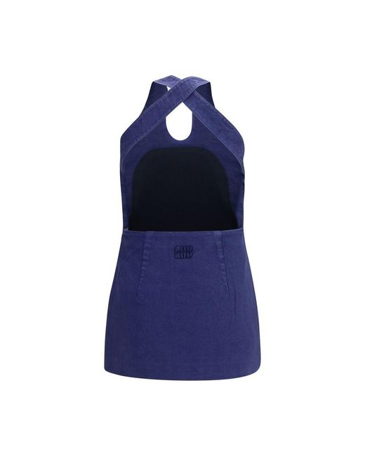 Miu Miu Blue Cotton Casual Dress