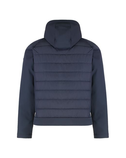 Paul & Shark Blue Technical Fabric Hooded Jacket Polyester Raincoats for men