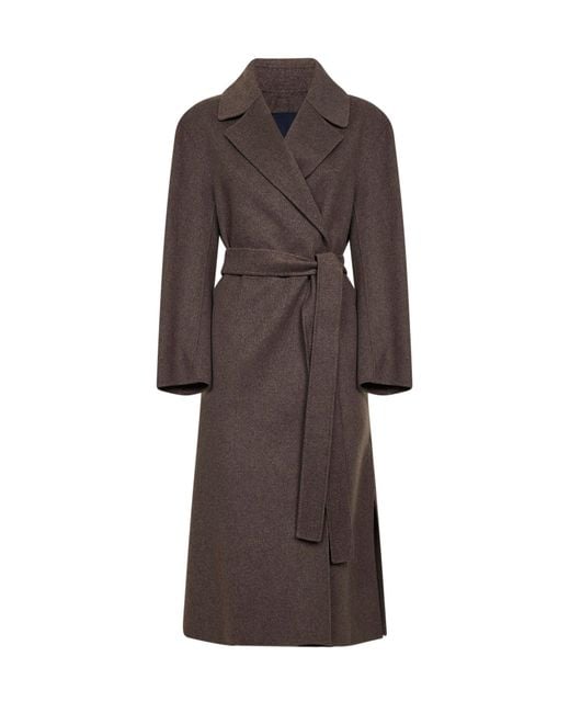 Max Mara Brown Mud Long Wrap Coat