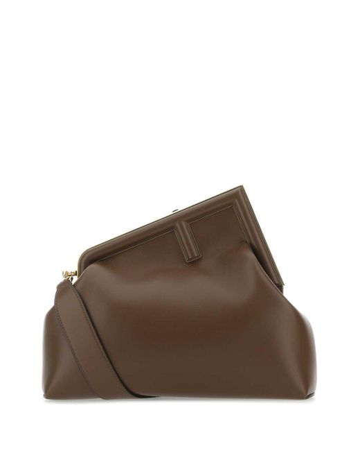 Fendi Brown First Medium Leather Shoulder Bag