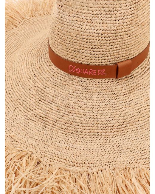 ストローハット Dsquared2 Dsquared2 Summer Lovers Natural Rafia Hat Summer Lovers Hat