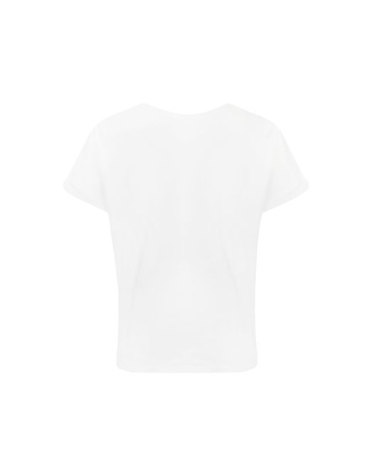 Twin Set White T-Shirt With Label And Rhinestones