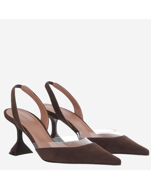 AMINA MUADDI Brown Slingbacks Lara Suede Leather Shoe