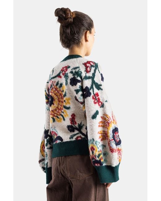 Sacai Natural Pull En Maille Floral Jacquard Knit Pullover Ivoire Sweater