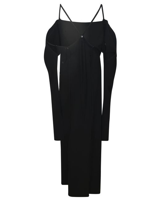 Setchu Black Off-Shoulder Loose Fit Dress