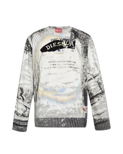 DIESEL T-Shirt T-Crane-Ls-S4 in Gray for Men | Lyst