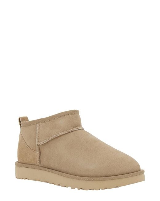 Ugg Natural Boots Classic Ultra Mini Leather Upper