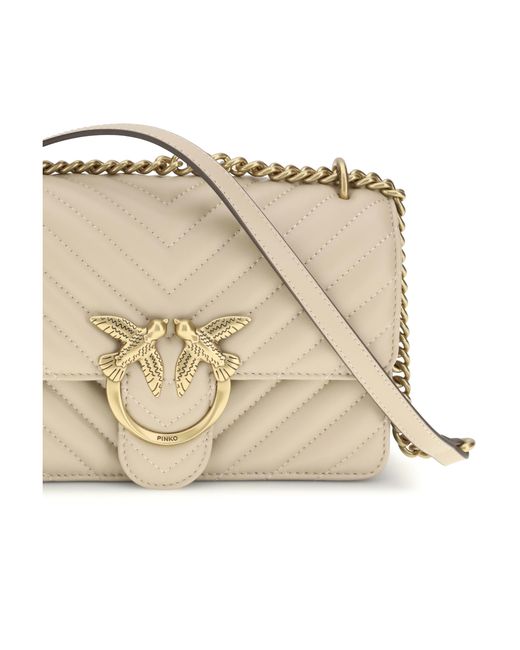 Pinko Natural Mini Love Shoulder Bag Calf Leather Bos Taurus
