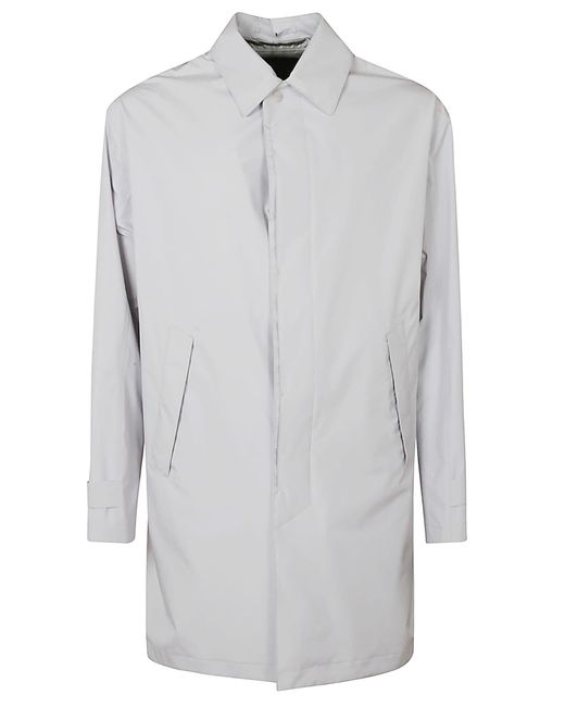 Herno Gray Rear Slit Plain Raincoat for men