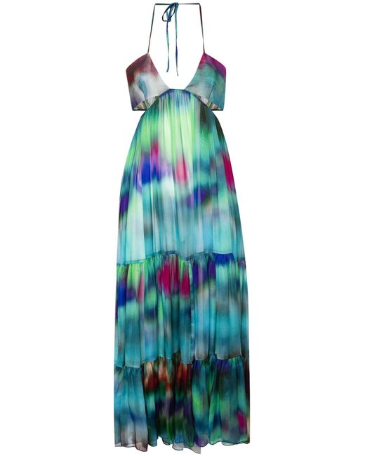 Alexandre Vauthier Blue Silk Flared Dress