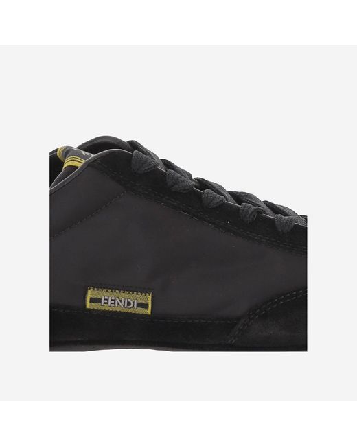 Fendi Black Sneakers Flow Suede And Fabric Polyamide Trainers for men