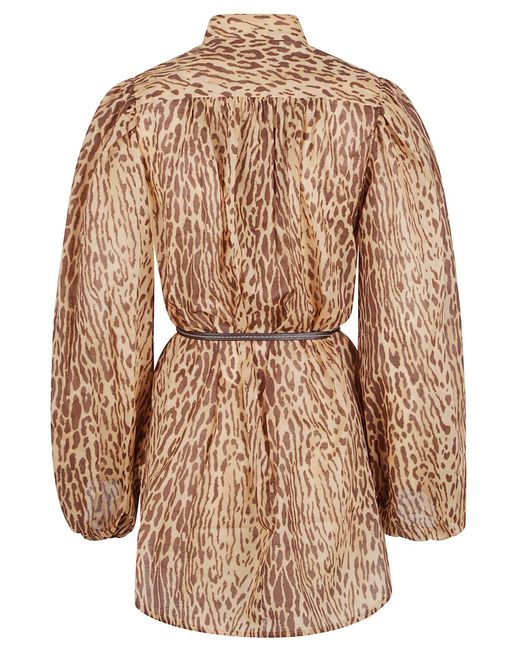 Zimmermann Natural Light Leopard Print Cascadian Tunic