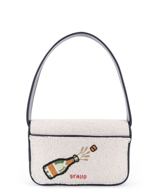 Staud Blue Tommy Beaded Bag Shoulder Bag With All-Over Beads