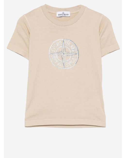 Stone Island Natural Cotton T-Shirt With Logo T-Shirts for men