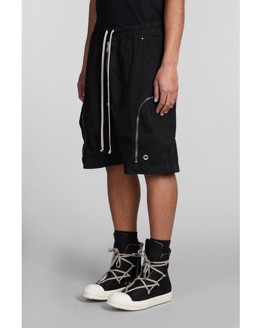 Rick Owens Black Shorts With Zip for men