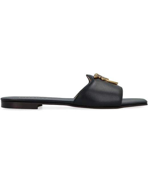 Pinko Black Leather Slides