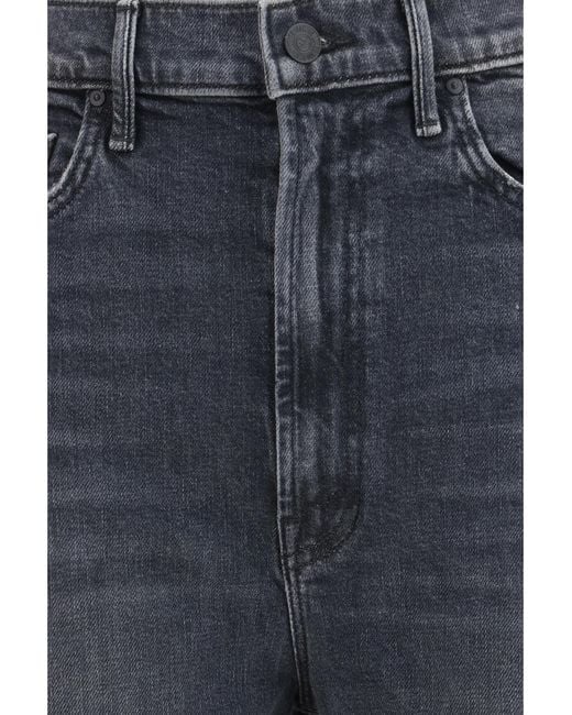 Mother Blue Half Pipe Flood Cuff Fray Jeans Say You'Re Sorry Cotton; Elastane