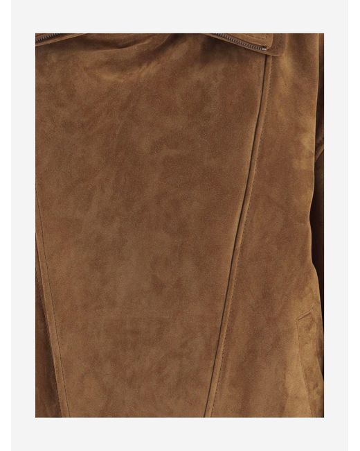 Saint Laurent Brown Leather Jacket Oversized Vintage Split Cowhide