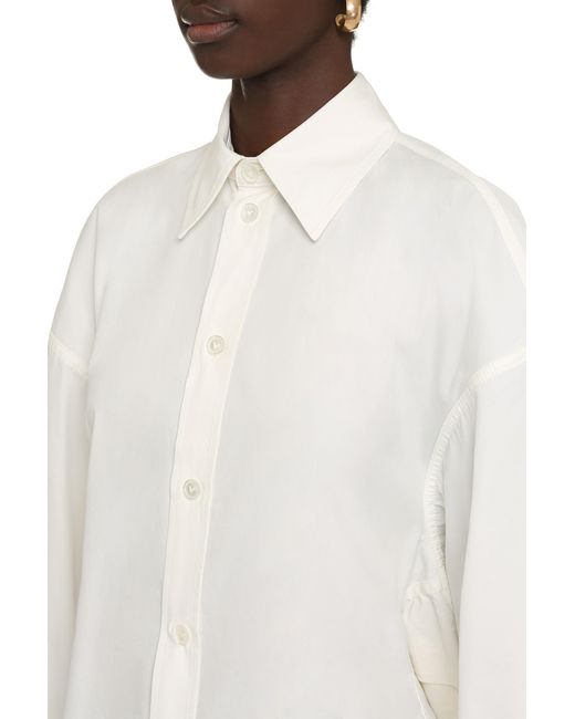 Bottega Veneta White Long Sleeve Cotton Shirt With Asymmetric Hem