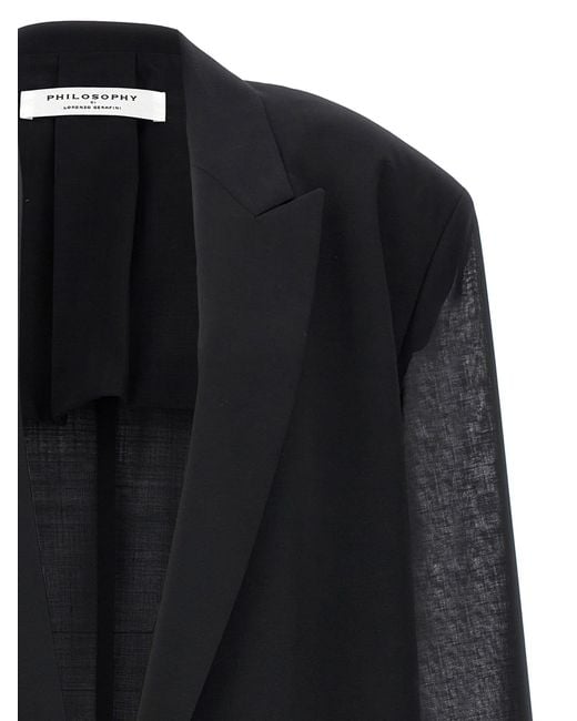 Philosophy Di Lorenzo Serafini Black Single-Breasted Wool Blend Blazer