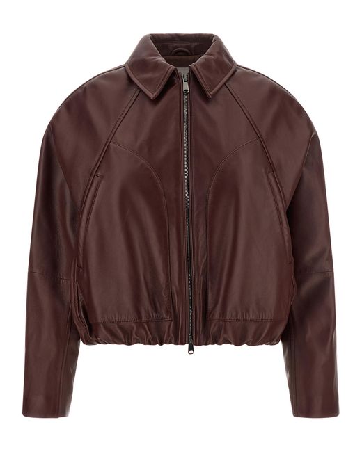 Brunello Cucinelli Brown Calfskin Leather Jacket Clothing