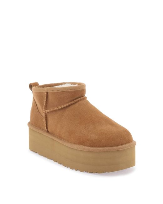Ugg Brown Classic Ultra Mini Platform Ankle Boots