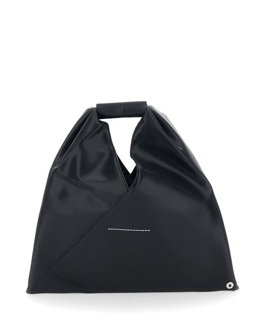 MM6 by Maison Margiela Black Handbag Triangular Silhouette Leather Shoulder Bags