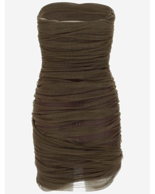 Saint Laurent Green Dress Tulle Bustier Silk
