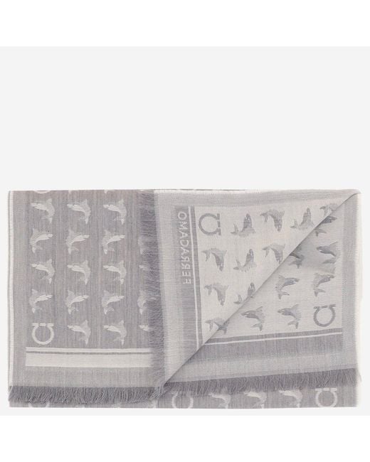 Ferragamo Gray Scarf Wool for men