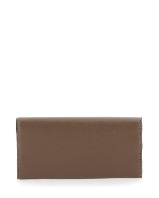 Totême Brown Leather Wallet With T-Lock Closure