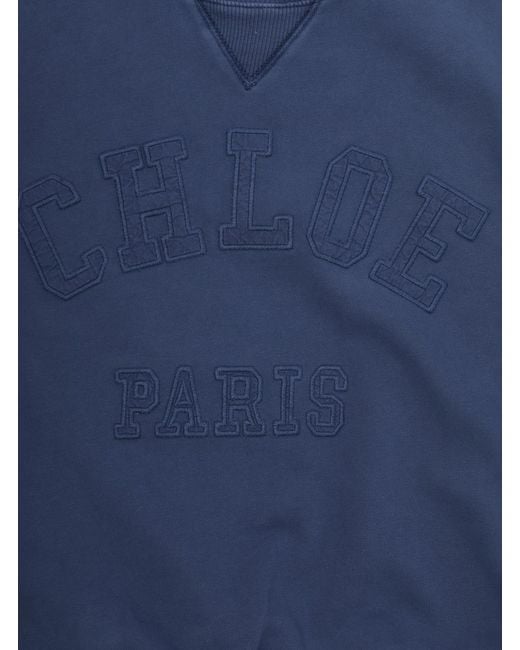 Chloé Blue Crewneck Sweatshirt Cotton Hoods & Sweatshirts
