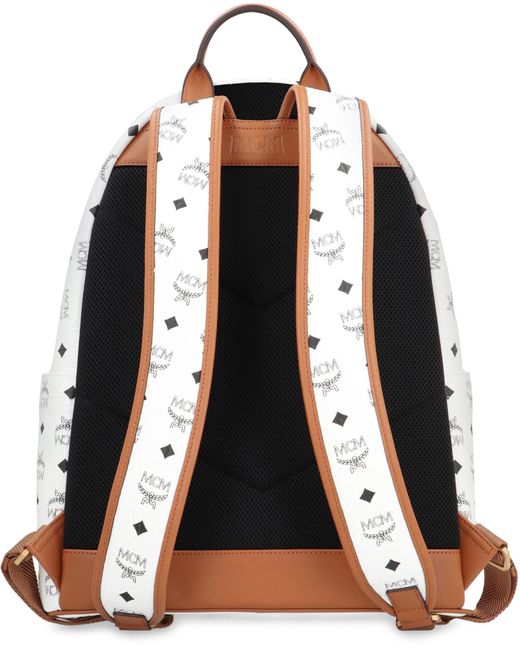 MCM White Stark Mega Laurel Medium Visetos Backpack for men