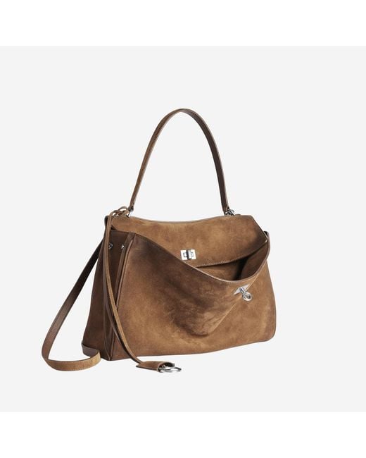 Balenciaga Brown Shoulder Bag Medium Suede Domesticated Calf Leather