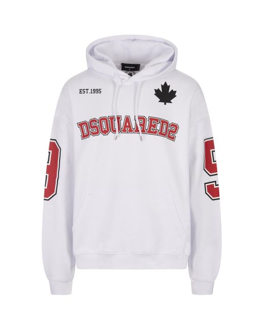 DSquared² White Caten 64 Loose Fit Hoodie for men