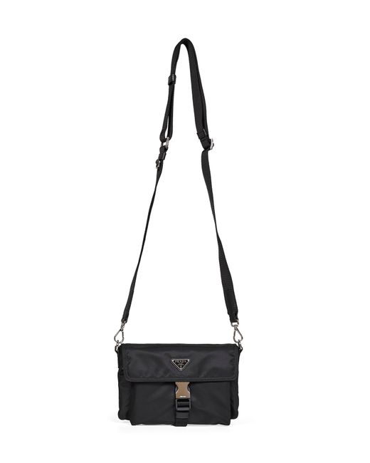 Prada Black Smartphone Case With Shoulder Strap Recycled Polyamide Messenger Bags for men