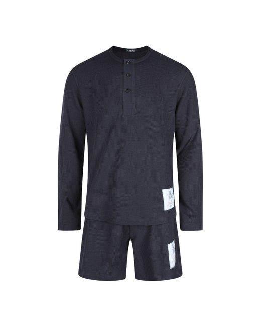 Jacquemus Blue Ribbed Two-Piece Pyjama Set for men