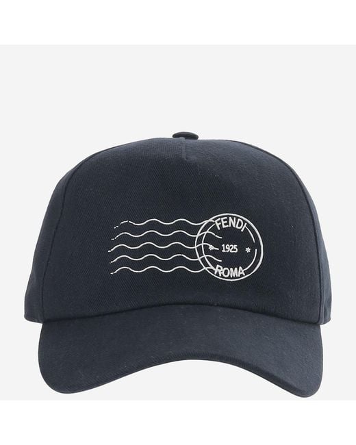 Fendi Blue Cotton Baseball Cap Cotton; Lining: Hat for men