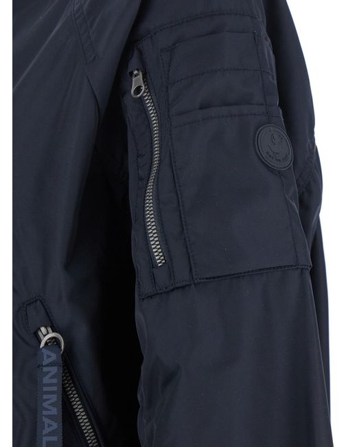 Save The Duck Blue Lil- Bomber Jacket With Front Pockets And Logo Patch Applied On The Sleeve