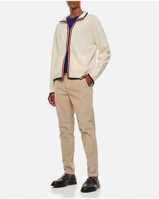 Thom Browne Natural Full Zip Virgin Wool Cardigan for men