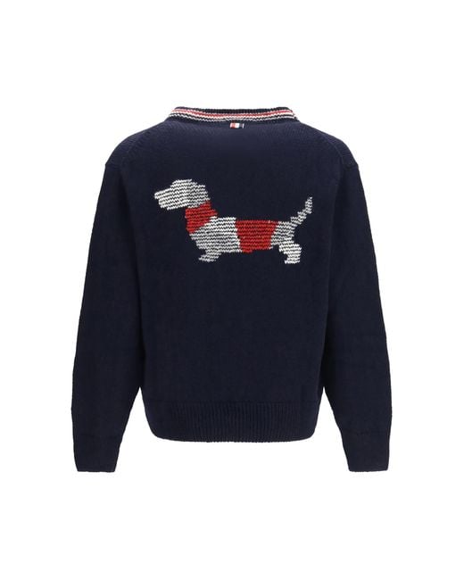 Thom Browne Blue Hector Donegal Yarn Cardigan for men