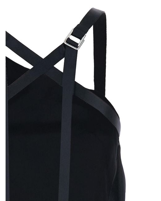 The Attico Blue Sleeveless Long Dress With Criss-Crossed Adjustable Straps And Open Rear