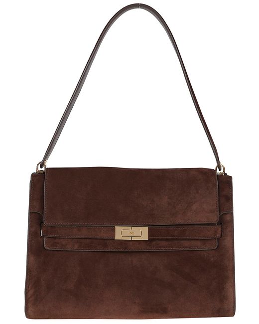 Tory Burch Brown Lee Radziwill Suede Large Shoulder Bag
