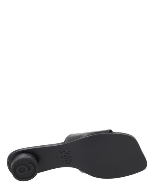MM6 by Maison Margiela Gray Leather Logo Sandal